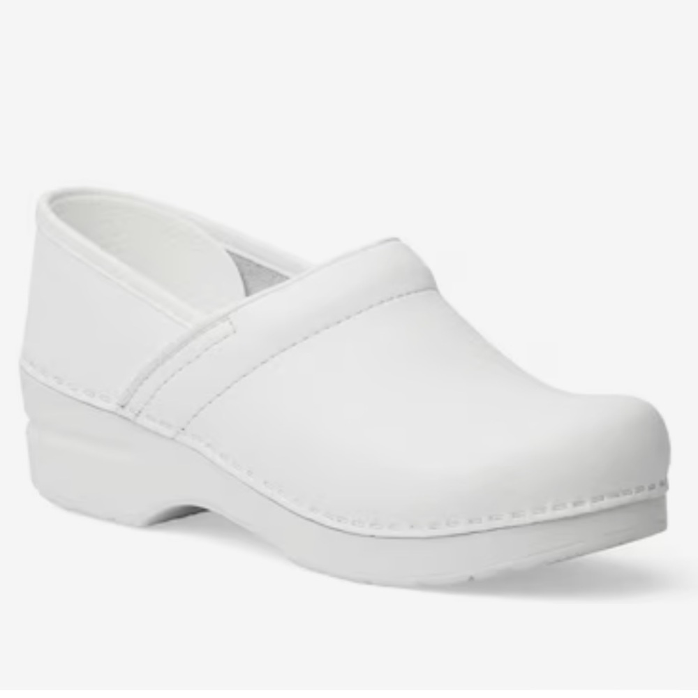 Dansko White Leather Classic Clogs Size 41